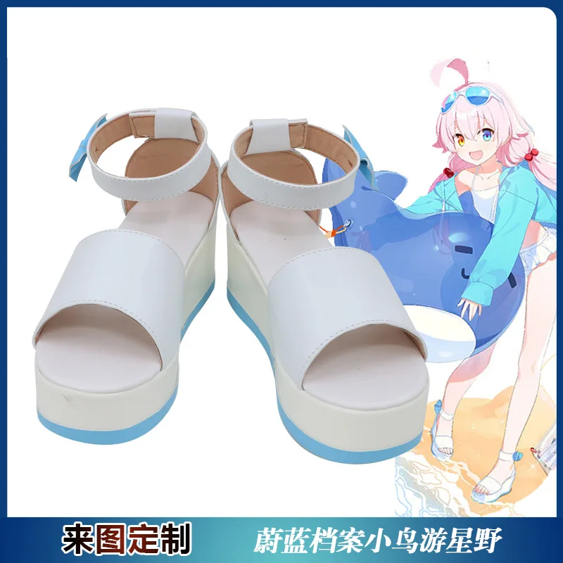 Takanashi Hoshino Cosplay for Game Blue Archive Summer Cool Blue White Female Swimsuit Cos shoes