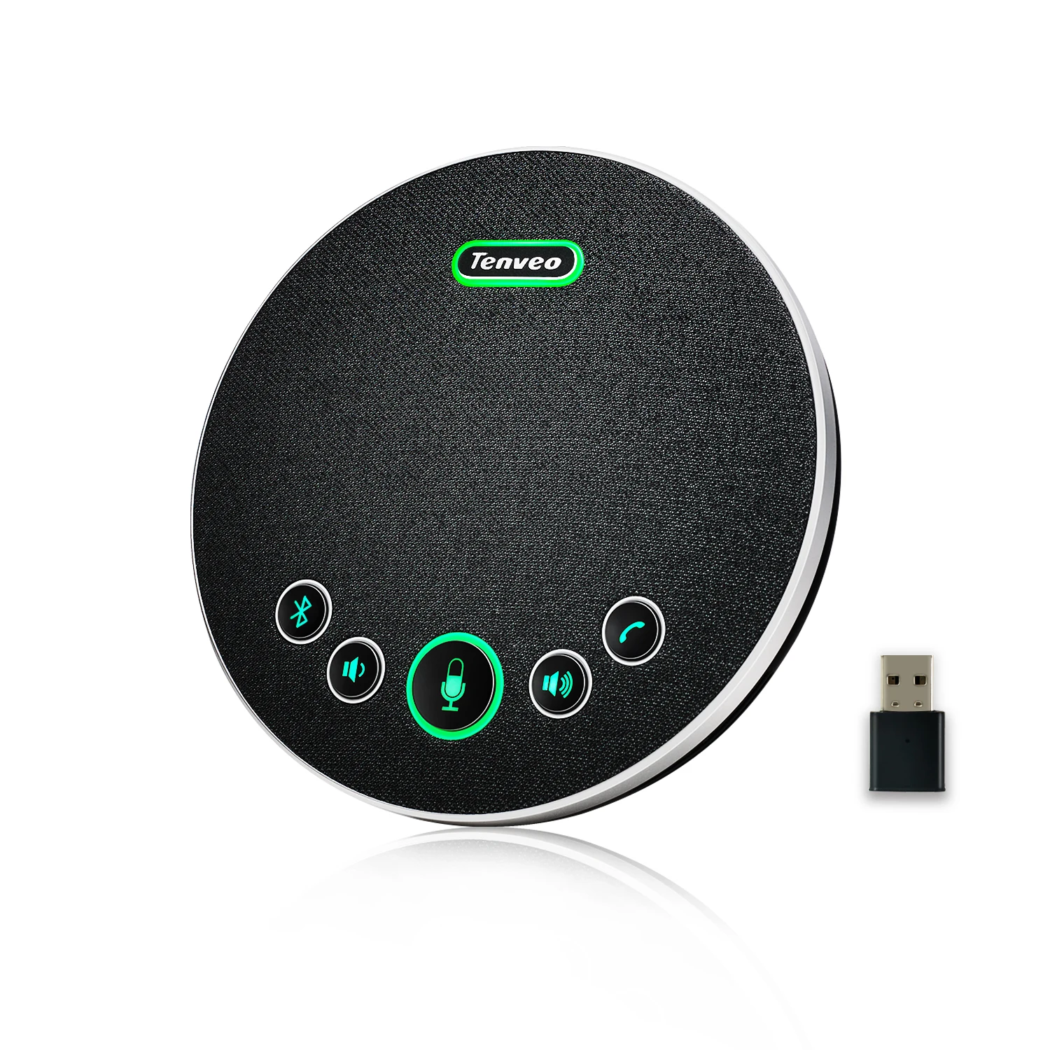 Conference Speaker with 4 Mics USB-C Port/Wireless Dongle Connection 360° Array Pickup Voice Noise Cancellation