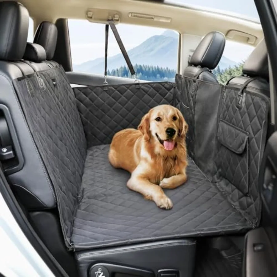 

Back Seat Extender for Dogs Support 420lbs - Detachable Hard Bottom Dog Car Seat Cover Waterproof Nonslip Dog Hammock Scratch P
