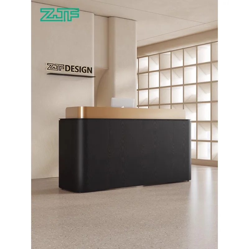 

Касса для внутренней мебели Современный простой барный стол Стол регистрации с черной краской Салон красоты Стойка регистрации Стол для обслуживания