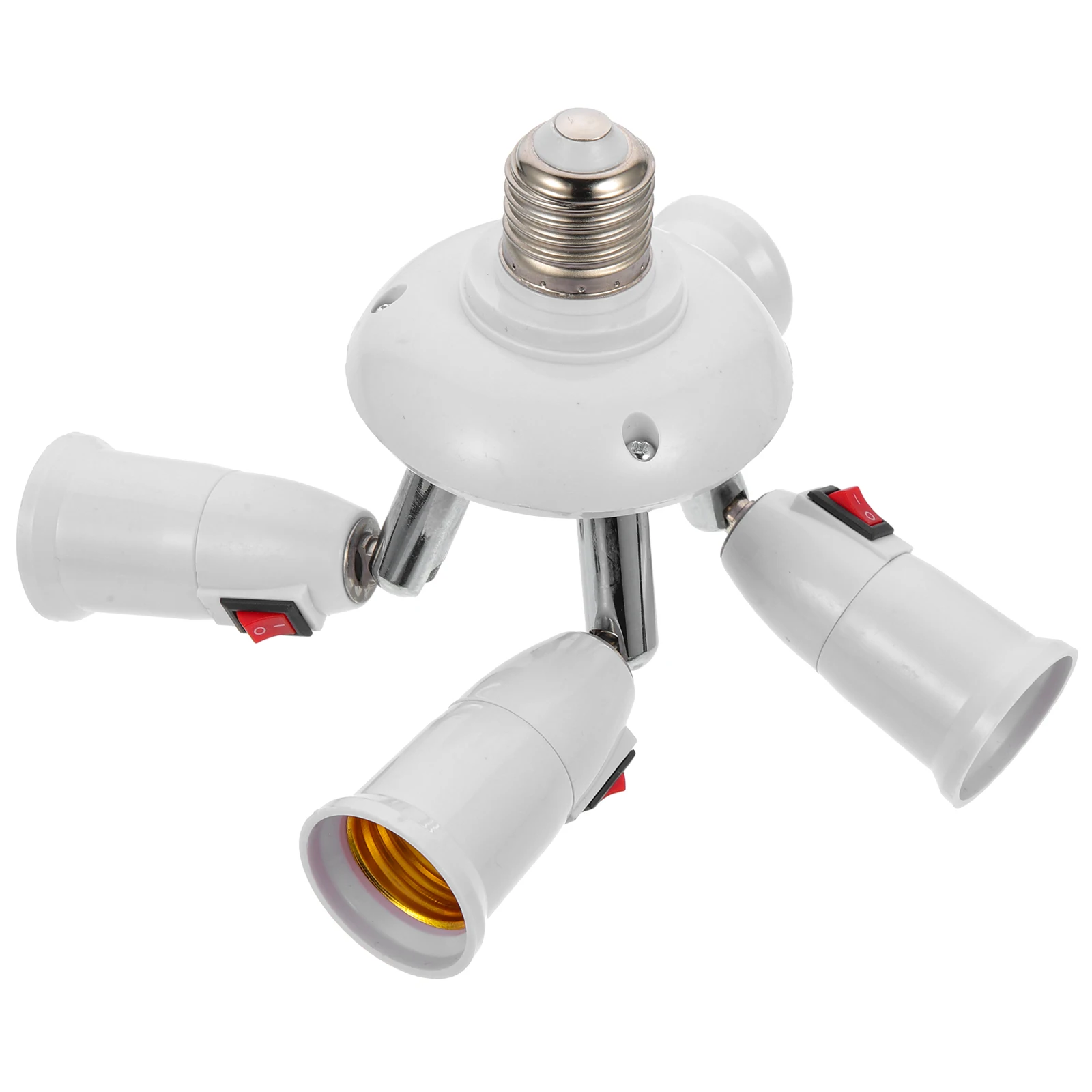 

E27 Light Socket Adapter Metal Sturdy Construction High Temp 200C Fireproof Rotatable 360Degree Lamp Bulb Holder Splitter
