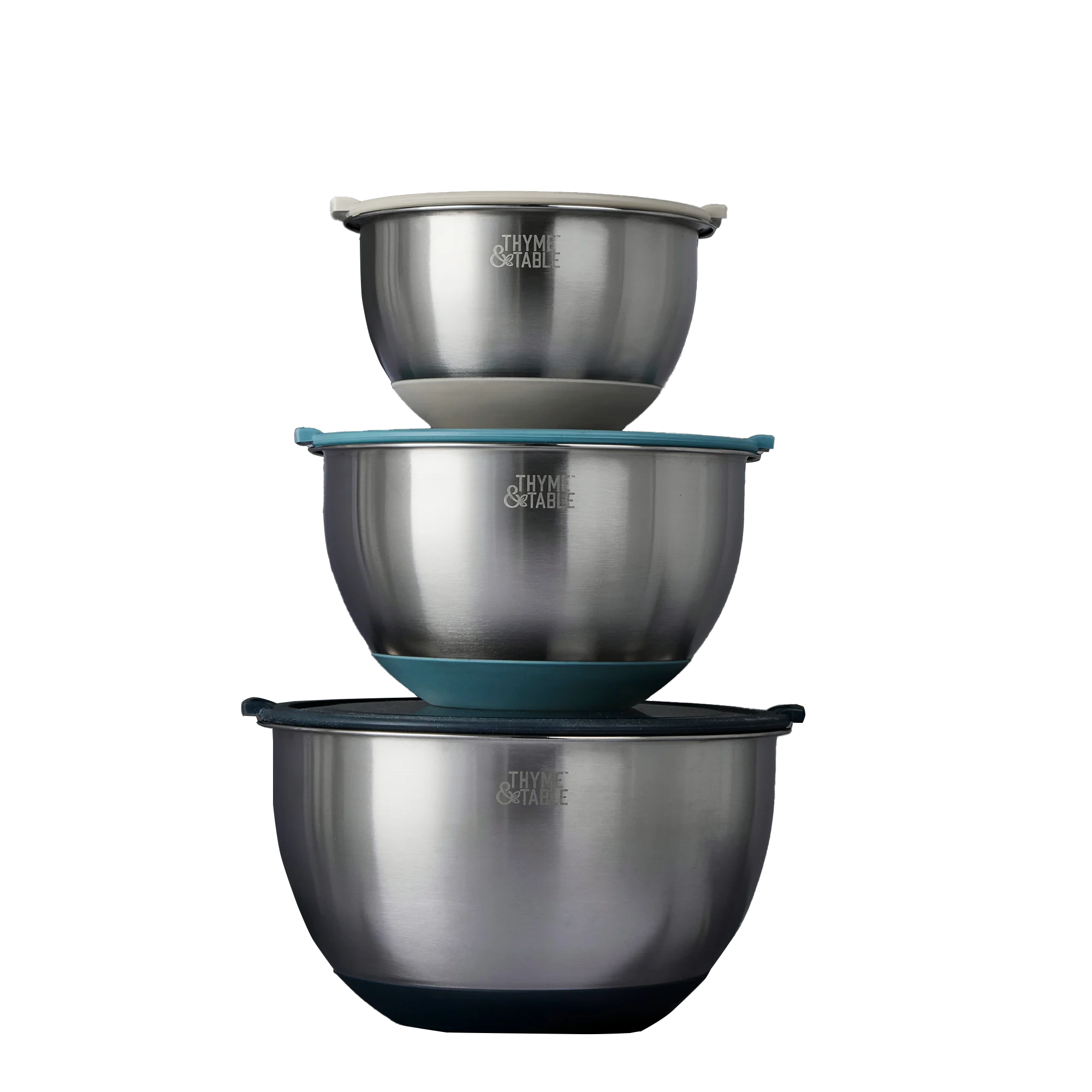 

6-Piece Nesting Mixing Bowl Set with Transparent Lids and Easy-Grip Design in Blue