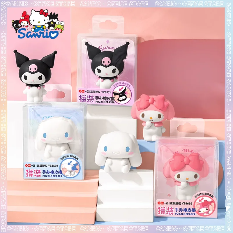 Sanrio Eraser Stationery My Melody Kuromi Cinnamoroll Creative Cartoon Figure Erasers Mini Pencil Rubber Student School Supplies