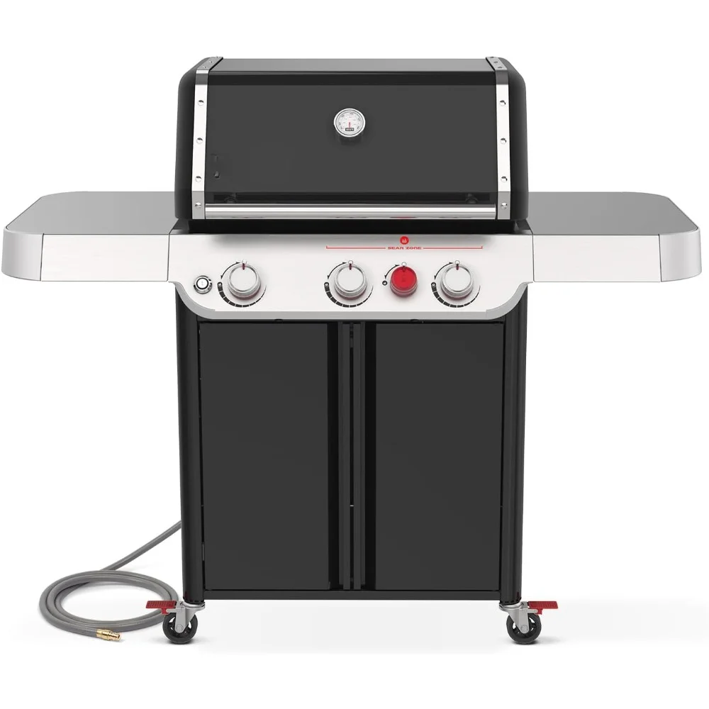 

Natural Gas Grill, Extra-large sear zone with intense heat，tapered design，27"D x 57.7"W x 48.1"H，Black