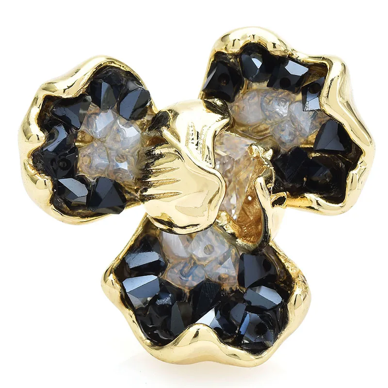 Wuli&baby Handmade Crystal Pansy Flower Brooches For Women 3-color Sparking Flowers Plants Party Office Brooch Pin Gifts