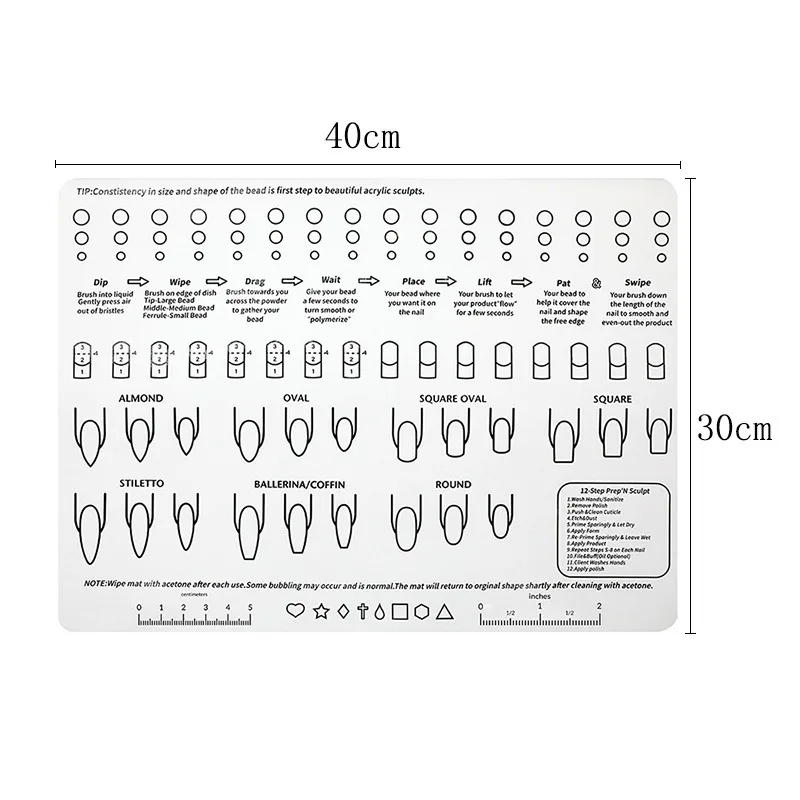 Nail Practice Sheet Silicone Acrylic Training Mat Salon Manicure Monomer Liquid Washable printed color pad Professional Tool