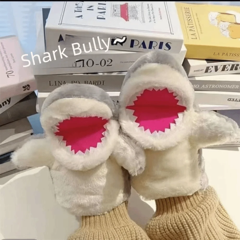 Marioneta de mano de tiburón de peluche rosa y gris, juguetes educativos de tiburón de dibujos animados para contar historias, juego imaginativo, muñeco de peluche de educación temprana