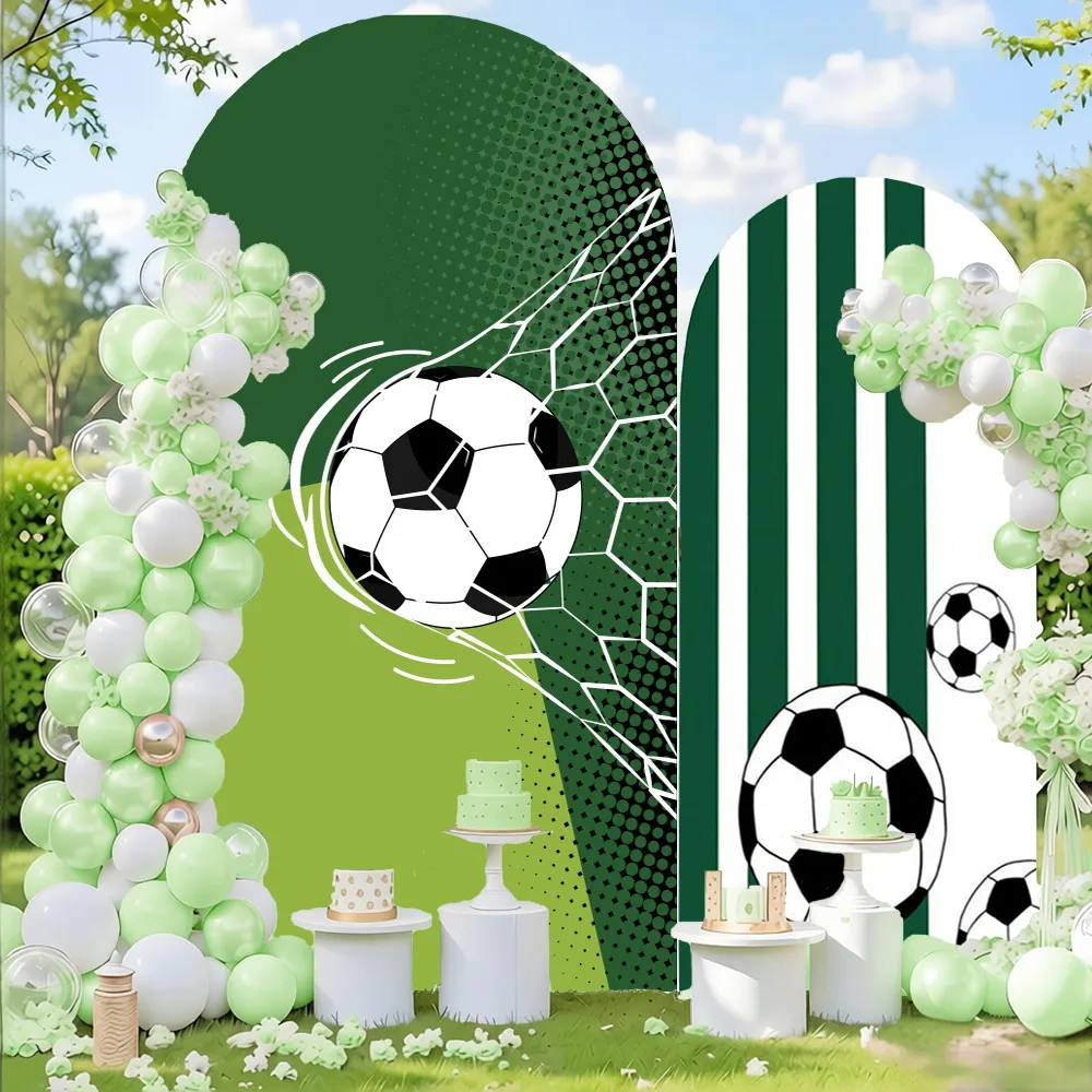 Boys Birthday Party Decor Arch Backdrop Cover Football Green Soccer Fields Baby Shower Decor Stretch Spandex Arched Background