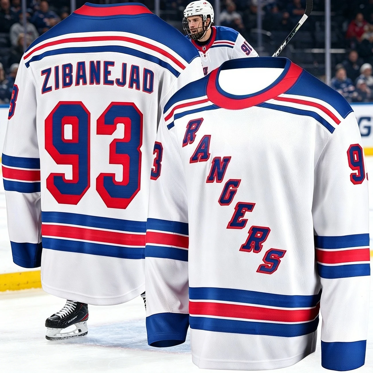 2026 Men's New Ice Hockey Training Suit - Rangers Fan Edition - 3D Printed Design - Moisture-Wicking Long-Sleeved Shirt Kids