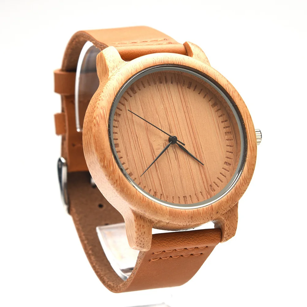 

1PC Wooden Watch Watchband Casual Vintage Wrist Watch for Men with Box (Bamboo Surface)