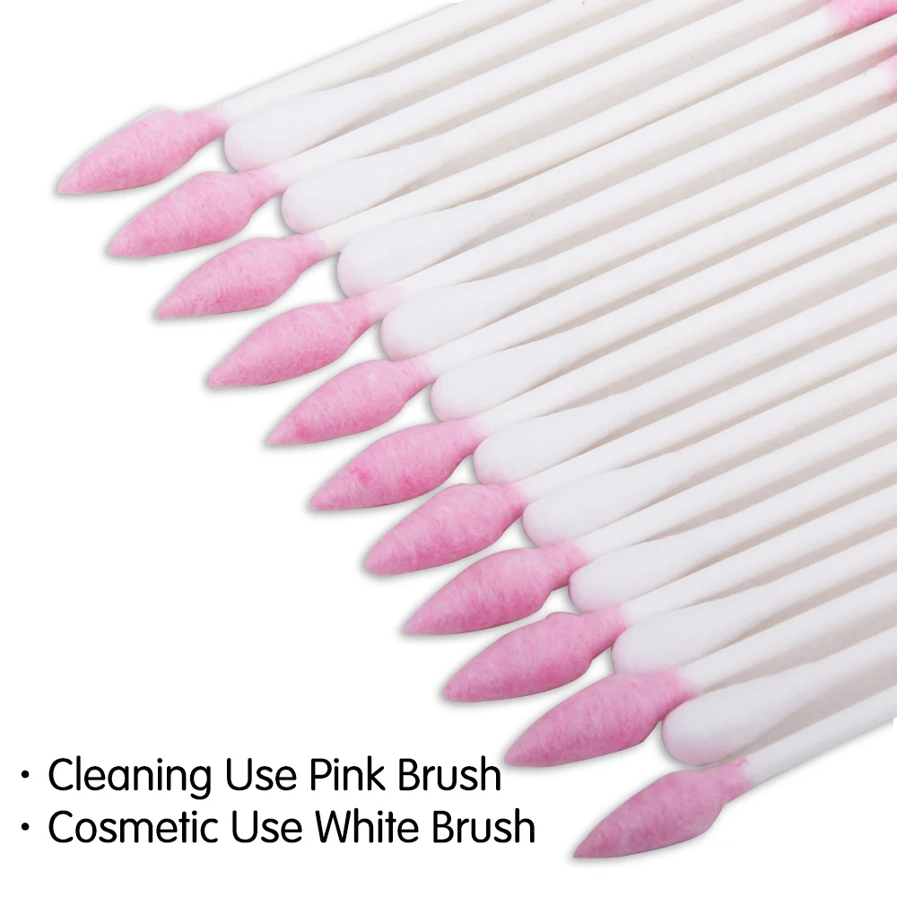 100/200/300 Buah Kapas Dapat Digunakan Kembali Swab Kepala Ganda Telinga Lipstik Kapas Tangkai Sekali Pakai Membersihkan Makeup Tongkat Spiral Swab