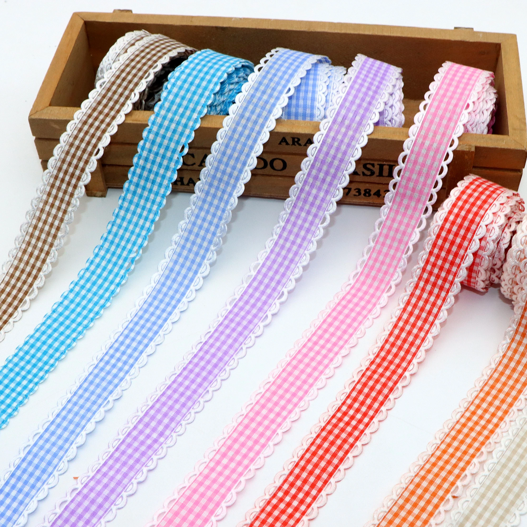 5 Yards 22mm/0.87inch Plaid Ribbon For Clothing Accessories Cake Gift Box Packaging DIY Bouquet Hair Accessories Bow,5Yc9248