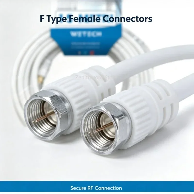 Cavo coassiale RF per satelliti, antenna TV, cavo coassiale femmina-femmina tipo F, bianco, 15 m