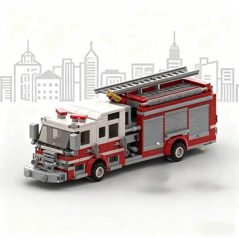 نموذج شاحنة مضخة الإطفاء 420 قطعة - مجموعة بناء مركبات الطوارئ MOC للمراهقين والكبار، جامع Gif