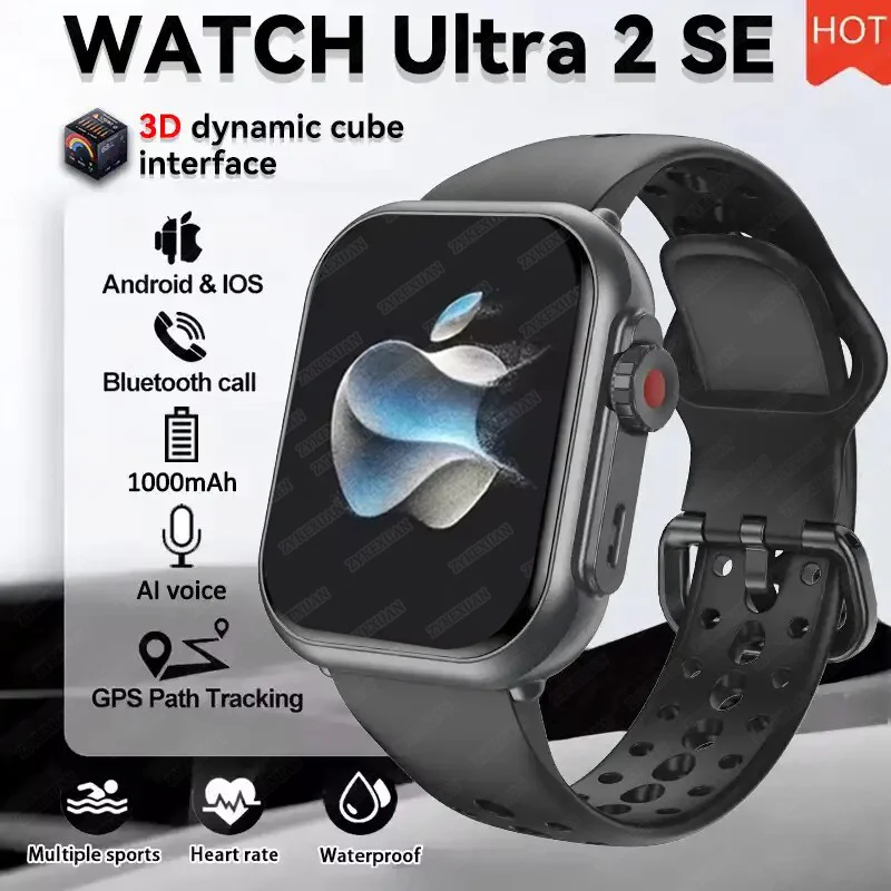 Watch Ultra K62 Men Women 1000mAh AMOLED 100+Sport Heart Rate HD Bluetooth Call GPS Track Waterproof Smart Watch For iOS Android
