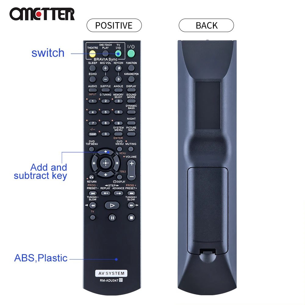 New Remote Control RM-ADU047 Fit for Sony DVD Player Receiver DAV-HDX275 DAV-HDX277WC DAV-HDX475  DAV-HDX576W HCD-DX17
