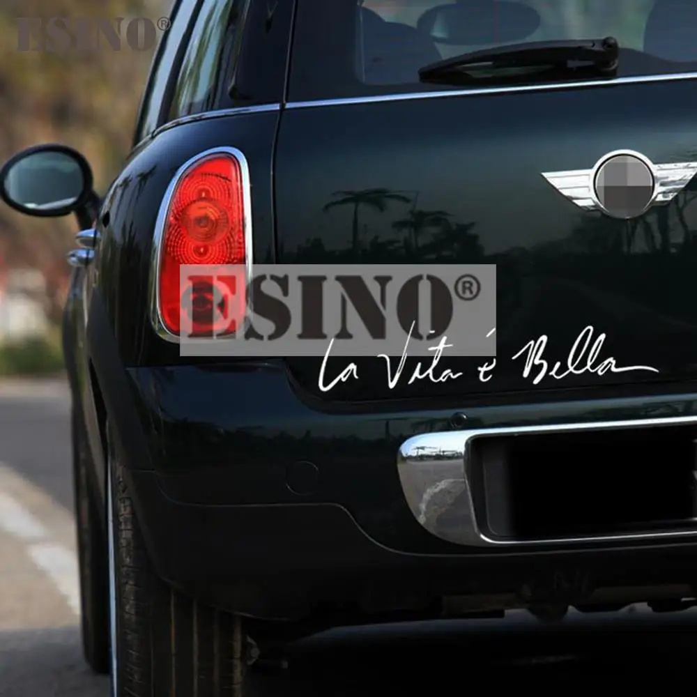 Car Styling Car Sticker Life Is So Beautiful Italian  La Vita E Bella PVC 3D Carving Waterproof Vinyl Auto Decal Car Accessories