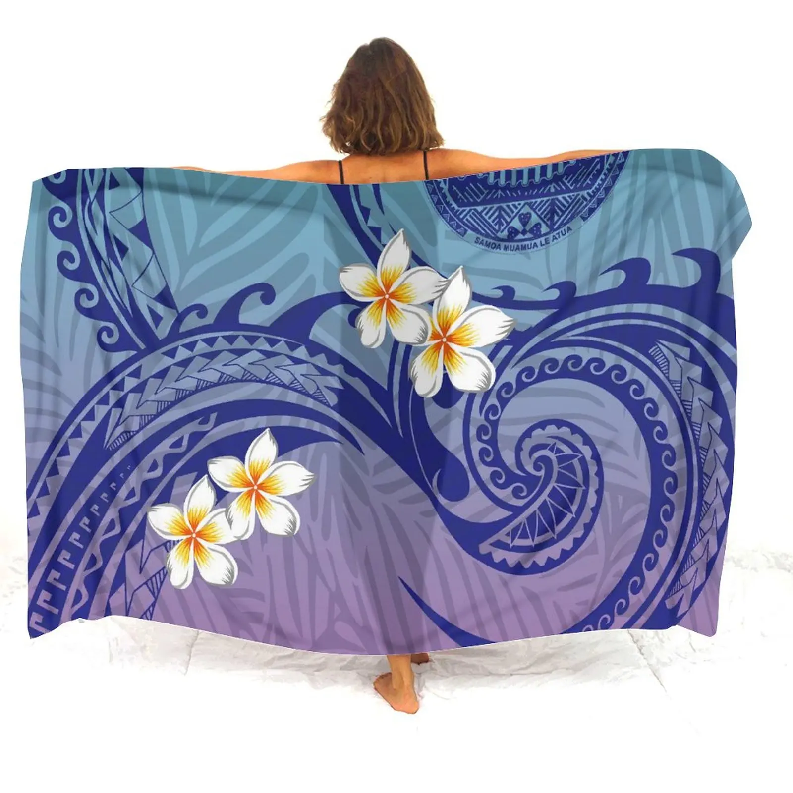 Seaside One Piece Soft Temperament Sarong Custom Polynesian Art Pattern Ladies Club Pool Party Coat Summer Shawl