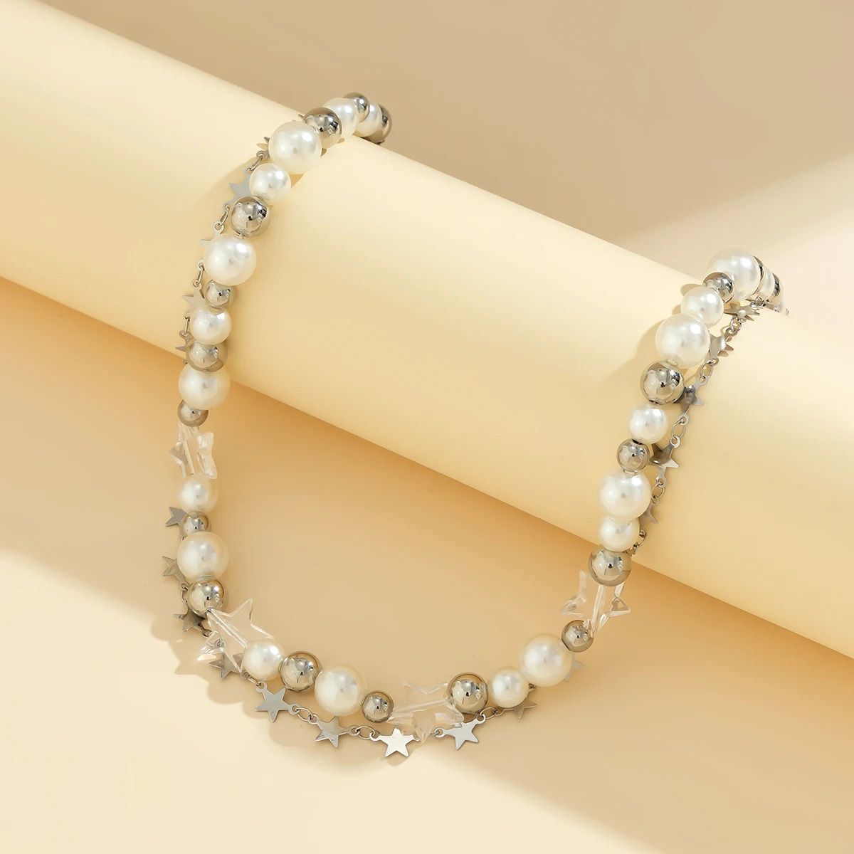 Imitation Pearl and CCB Beads with Stars Short Choker Necklace for Women Trendy Collar on Neck 2023 Fashion Jewelry Accessories