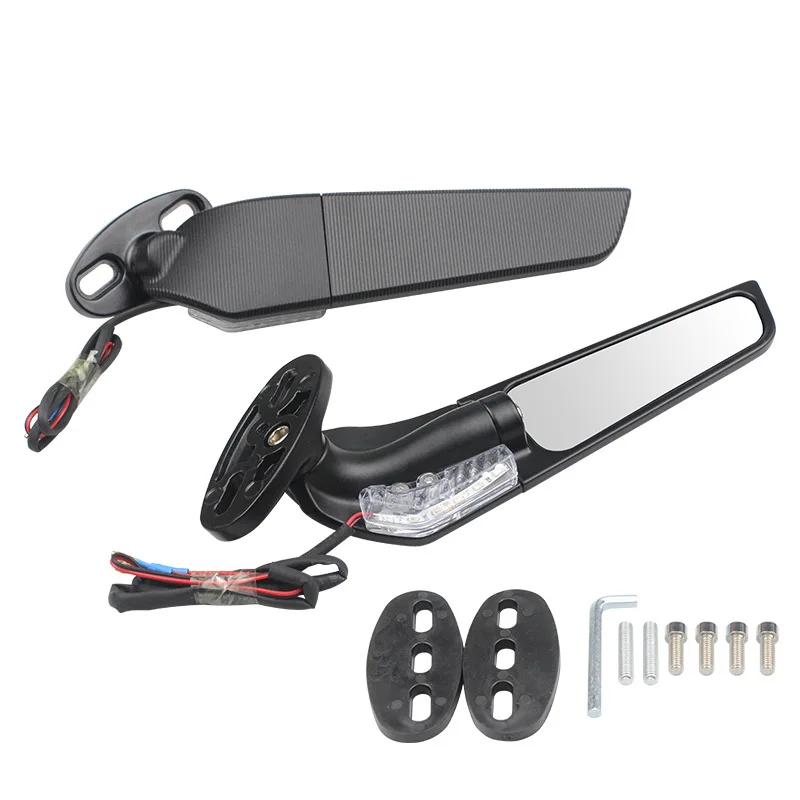 مرايا جناح الدراجة النارية مع إشارة الانعطاف LED مرايا خفية دوارة قابلة للتعديل مرايا جانبية للرؤية الخلفية ضوء كهرماني لهوندا #5