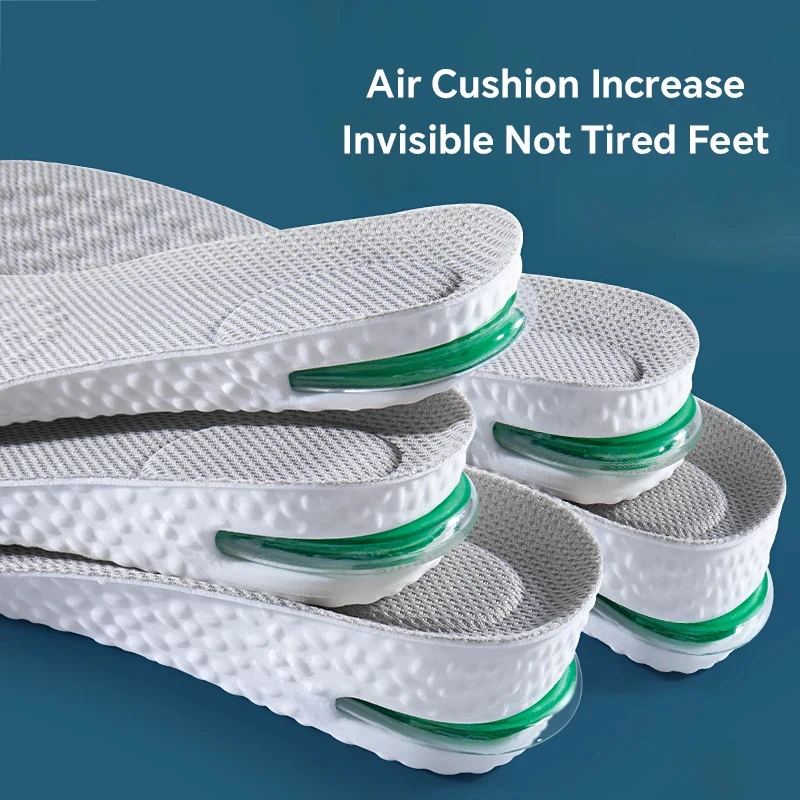 

1Pair White Air Cushion Height Increase Insoles Breathable Sweat And Anti-Odour Insole Shock Absorbing Insole For Sports Shoes