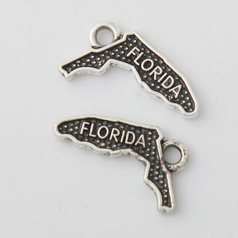 10pcs US State Map Charms Alabama Alaska Arizona California Colorado Delaware Florida Dangling Charms