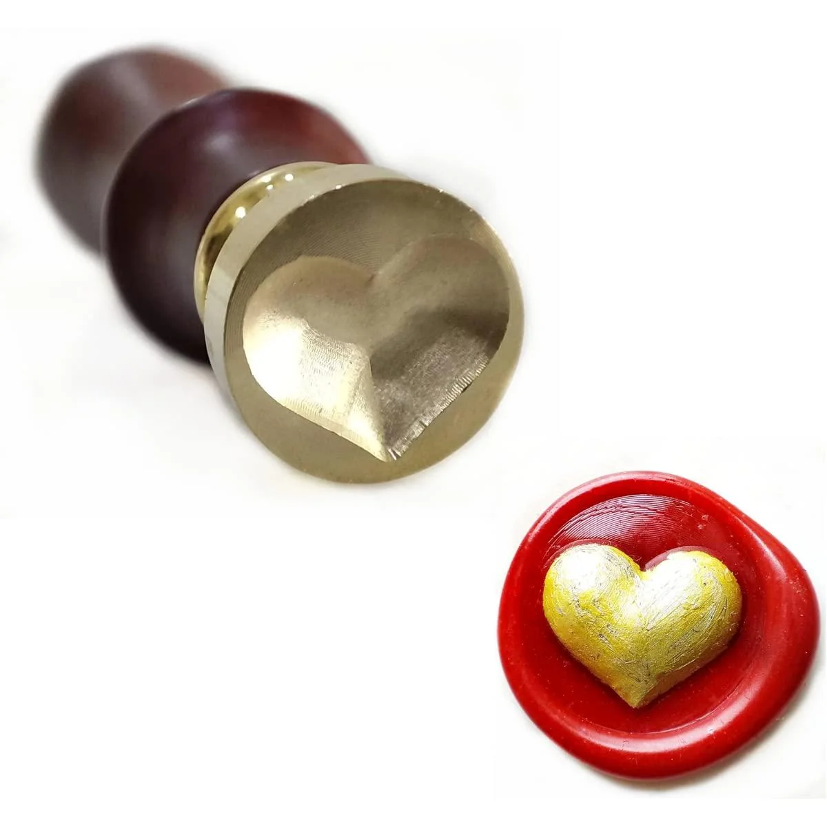 15mm 3D Deep Relief Pattern Heart Wax Seal Stamp with Wooden Hilt / Wedding Wax Seal Stamp