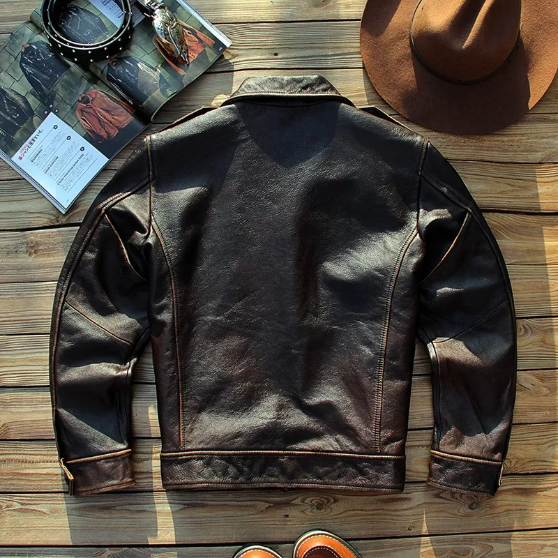 بدلة رجالية جلدية قصيرة ومجهزة #4