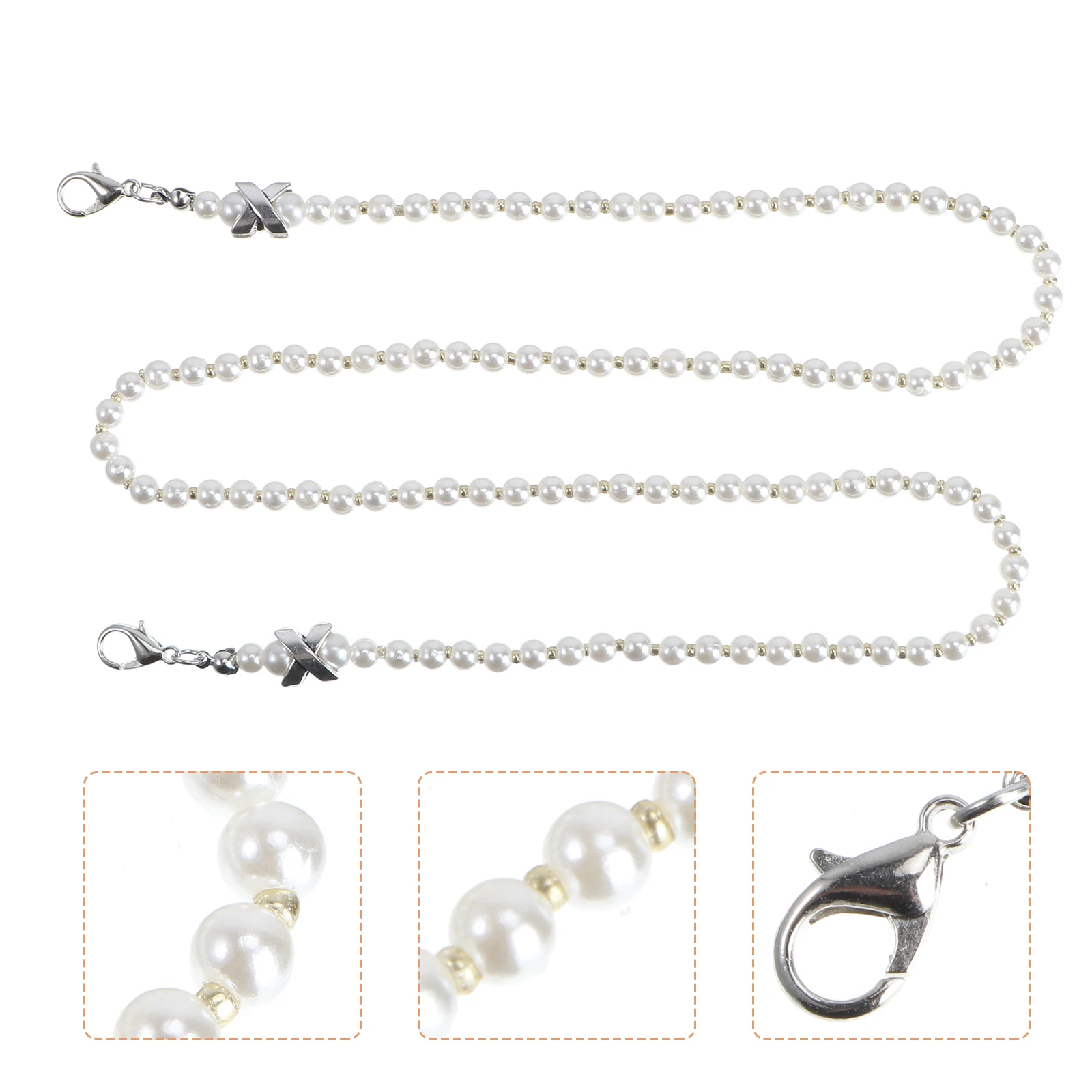 

2Pcs Mask Lanyard Artificial Pearl Alloy Durable Reusable Face Eyeglasses Rope Chain Anti Dropping For Men Women Kids