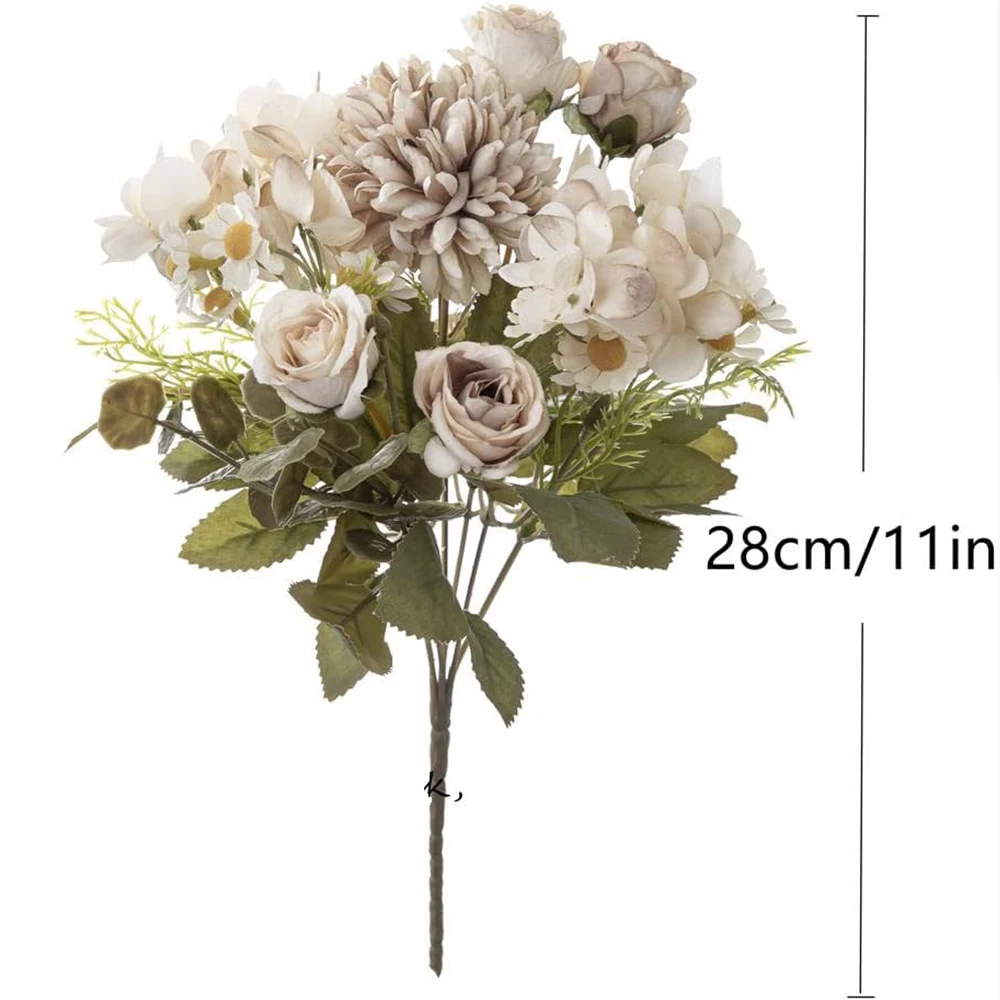6 Stück Künstliche Blumen Kamille Hochzeit Heim Schlafzimmer Dekoration Brautstrauß Garten Seidenrosen Vasenbrett Outdoor DIY Geschenke – Detail 1