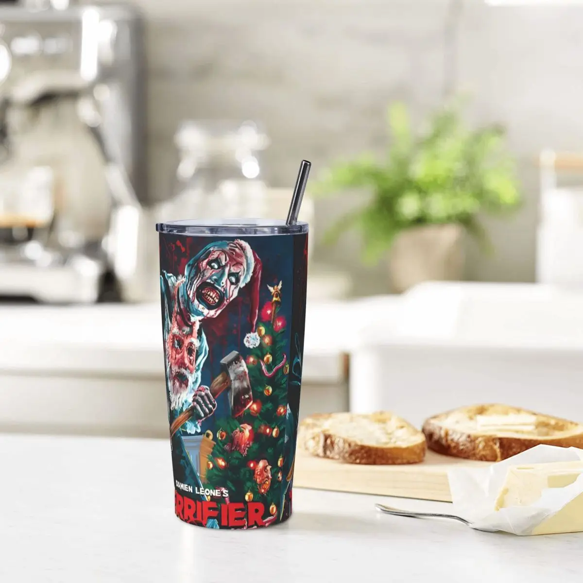 Christmas Terrifier 3 Insulated Tumbler with Lid Stainless Steel Coffee Mugs Office Home Hot Cold Drinks Cup 20oz