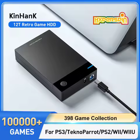 KINHANK12TB Hyperspin HDD With 100000+ Retro Games For PS4/PS3/PS2/Wii/Wiiu/SS/N64 Portable Game HDD For Win 7/8/10 PC
