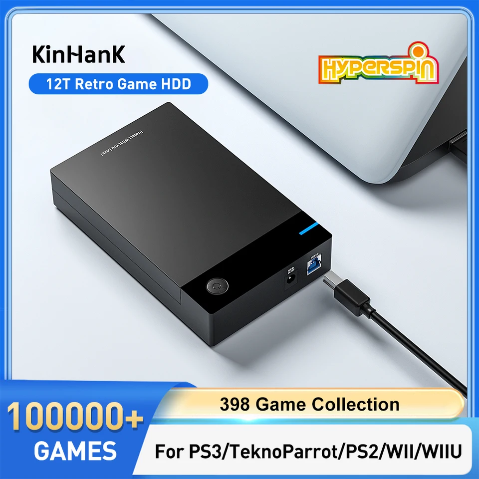 KINHANK12TB Hyperspin HDD With 100000+ Retro Games For PS4/PS3/PS2