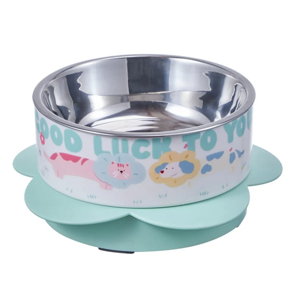 

Stainless Steel Cat Food Water Bowl Anti Slip Large Capacity Pet Feeder Bowl Anti-choking Stable Water Feeder Container