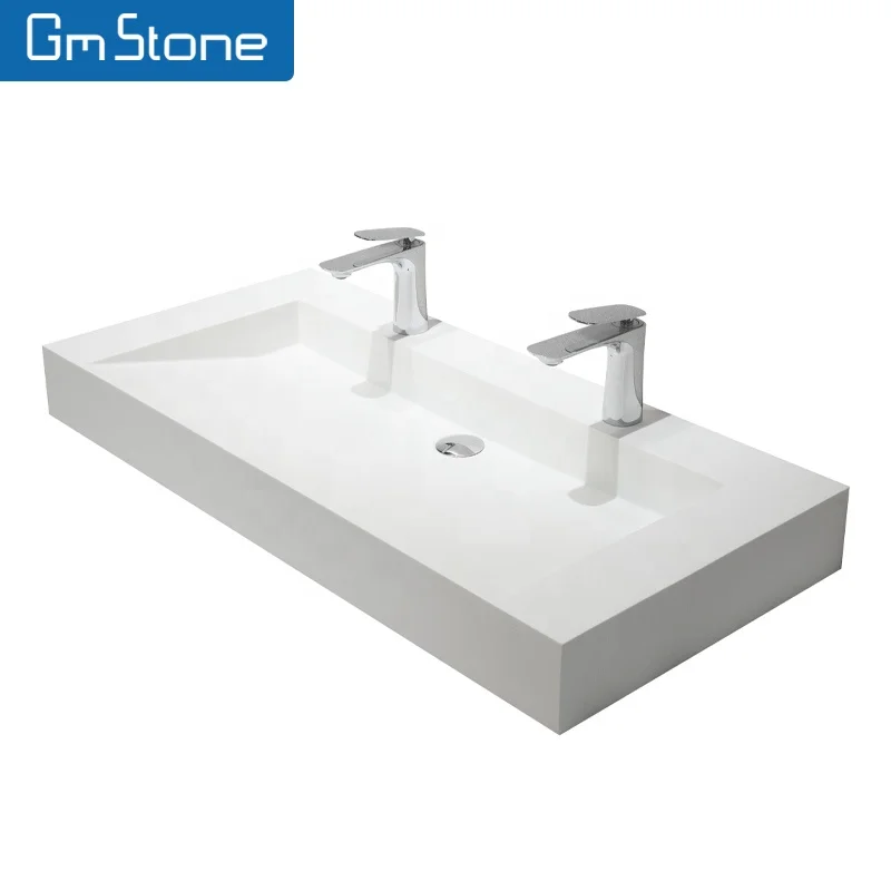 Lavabo Mural Solid Surface Sink Single Basin Large Vanity Wall Hung Marble Wash Basins Artificial Stone Bathroom Sink