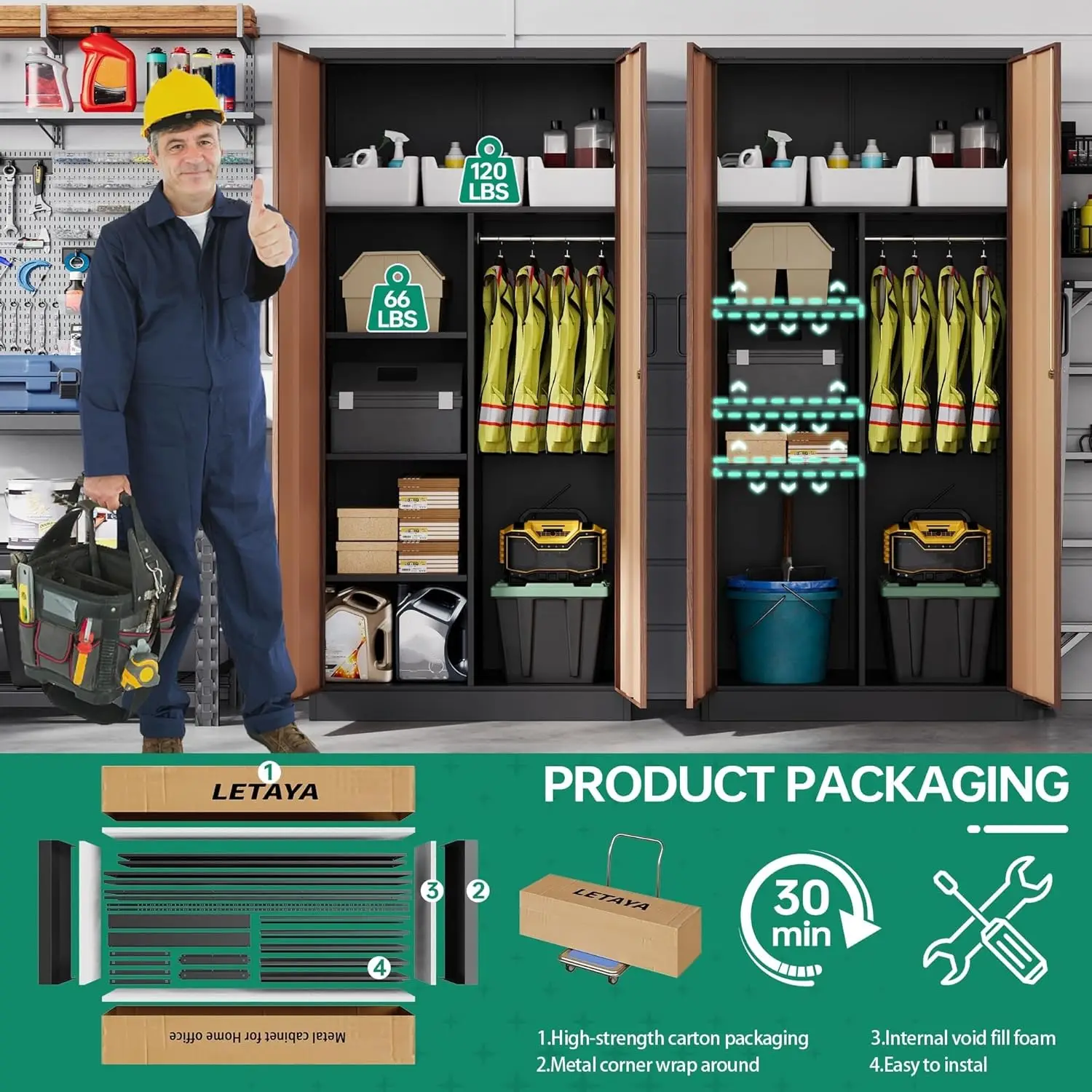 Armadi portaoggetti in metallo, armadietti per dipendenti da 72 pollici, armadio in acciaio con porta con serratura per ufficio, casa, scuola, palestra, reparto antincendio, hotel