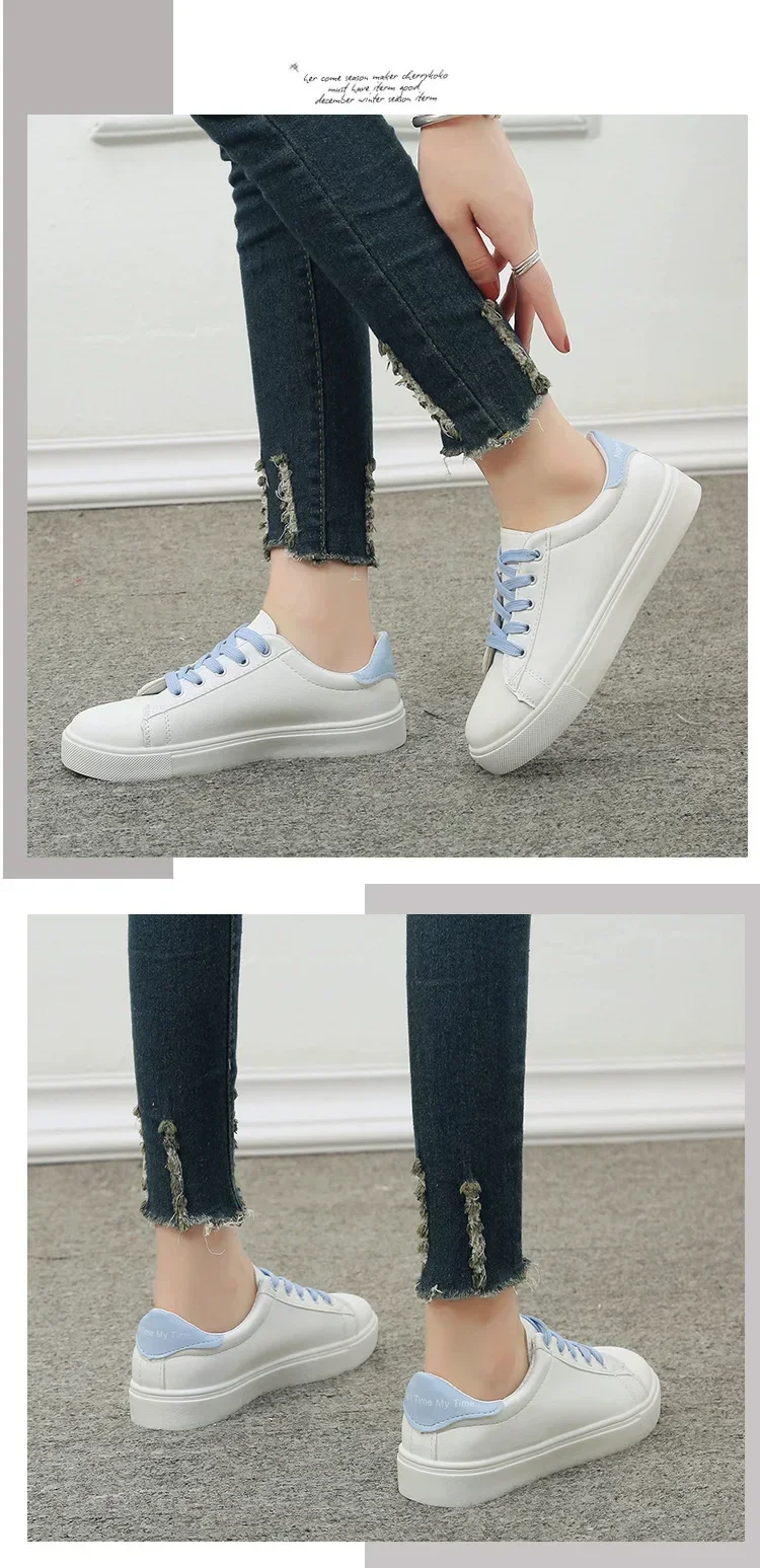 Frauen Turnschuhe 2024, Mode Breathble Vulkanisierte Schuhe Pu Leder Plattform Schuhe Weiß Lace Up Casual Schuhe Zapatos Mujer – Detail 2
