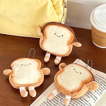 Neue Kreative Toast Brot Plüsch Geldbörse Mode Kawaii Mini Schlüssel Karte Kopfhörer Lagerung Brieftasche Cartoon Taschen Anhänger