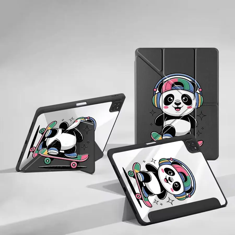 Funda para Tablet iPad Pro 11 10 9 8 7ª generación 12.9 pulgadas Pro 2025 Air 4 5 M3 M2 M4 11 pulgadas Mini 6 7 con Soporte, Diseño Música Skate Panda
