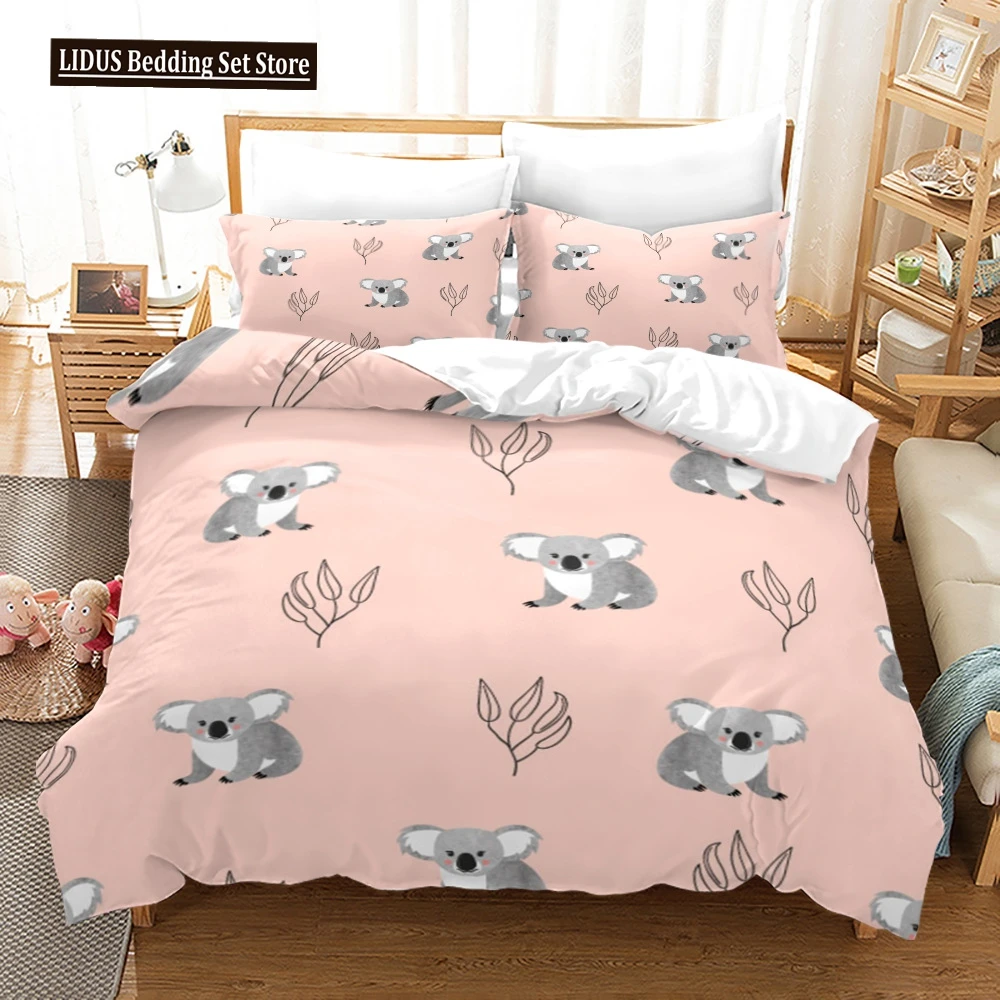 

Koala Duvet Cover Set King Queen Size Tree Bear Polyester Bedding Set Kawaii Hug The Tree Australian Wild Animal For Boys Girl