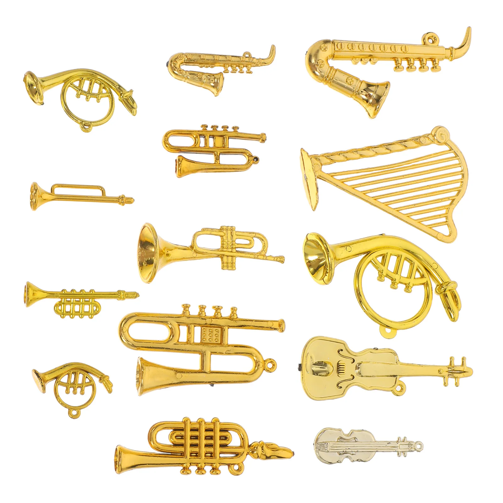14 szt. Ozdoby na choinkę, małe ozdoby świąteczne, miniaturowe instrumenty, DIY mini instrumenty muzyczne, dekoracje na przyjęcie świąteczne, mini