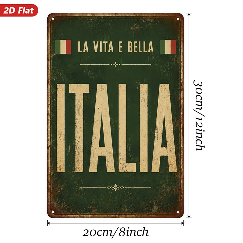 2D Flat, 1pc Metal Sign Wall Art, Italian Themed Decorative Painting, 