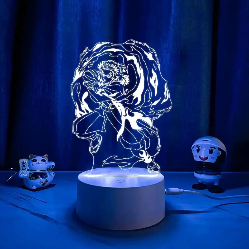 Nuevo Demon Slayer Tokitou Muichirou Rengoku Kyoujurou luz nocturna creativa de dibujos animados decoración de mesa adornos regalos al por mayor