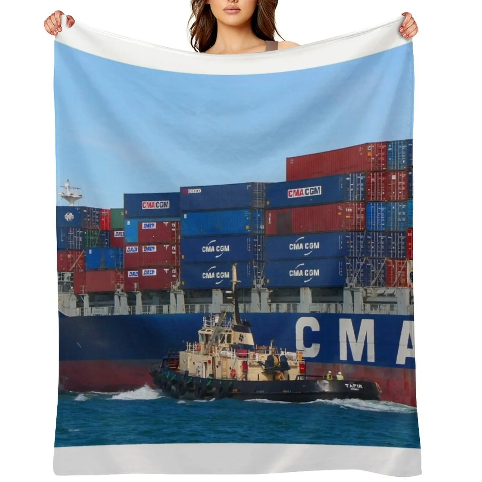 

Container cargo ship Throw Blanket Summer Beddings Thermals For Travel Plush Vintage Blankets