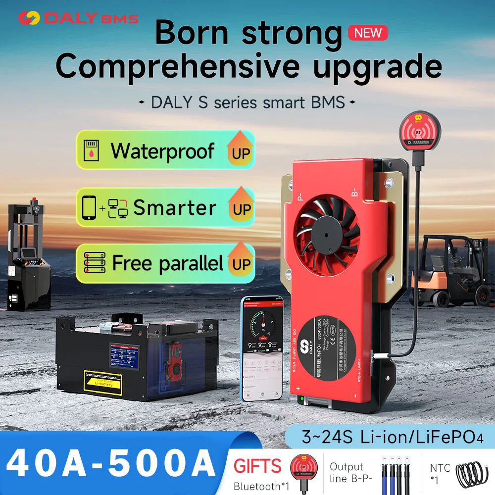 

Daly Smart BMS 3.2V Lifepo4 4S 12V 8S 24V 16S 48V 40A 100A 150A 200A 250A 300A 400A Li-ion 3.7V Battery BMS Scooter Bluetooth
