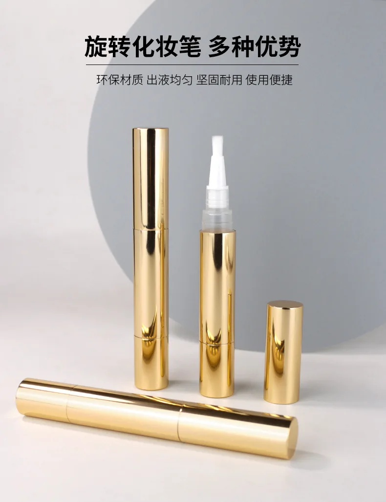 Empty 5ml Twist Pen with Brush Gold Cosmetic Container Nail Polish Tube Lipgloss Twist Pen Eyelash lengthening liquid Container