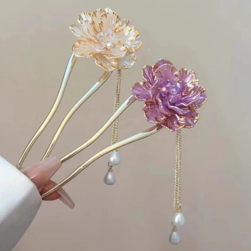 

Роскошные U-образные заколки для волос с цветочными кисточками для женщин, новые модные заколки в китайском стиле, украшения для волос, аксессуары для причесок Ханьфу
