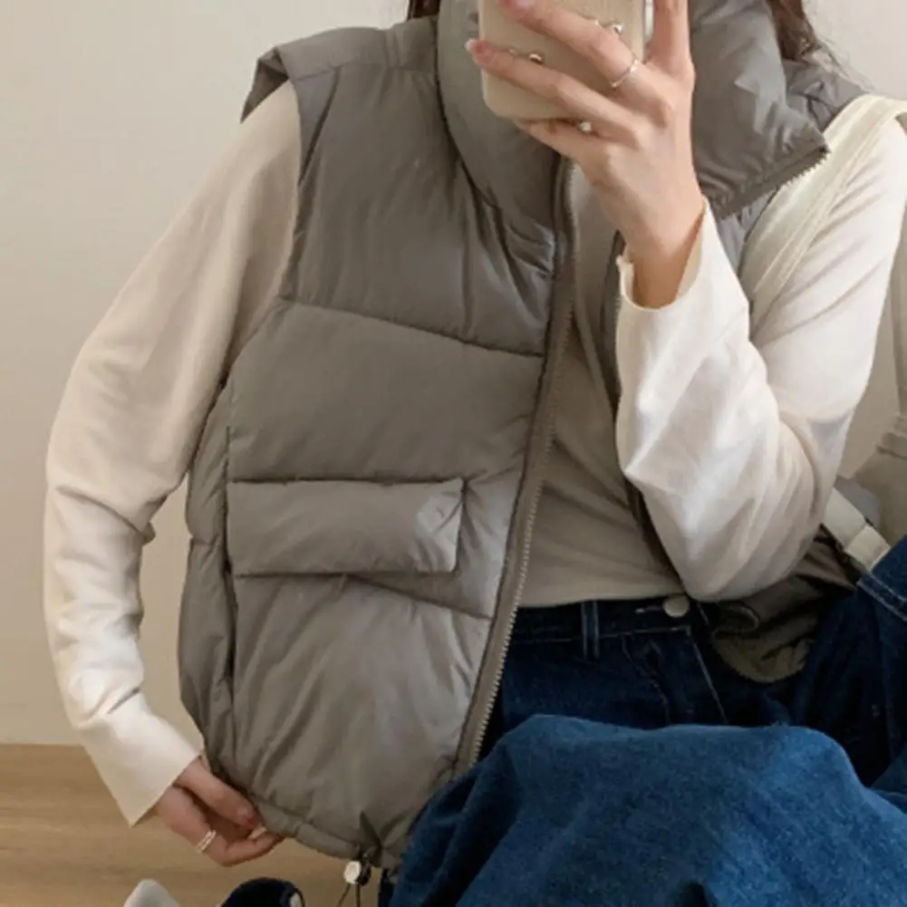 

Осенне-зимний жилет, женский пуховый жилет с хлопковой подкладкой, утепленная однотонная теплая свободная куртка, повседневная верхняя одежда, жилет, ветрозащитные стеганые пальто