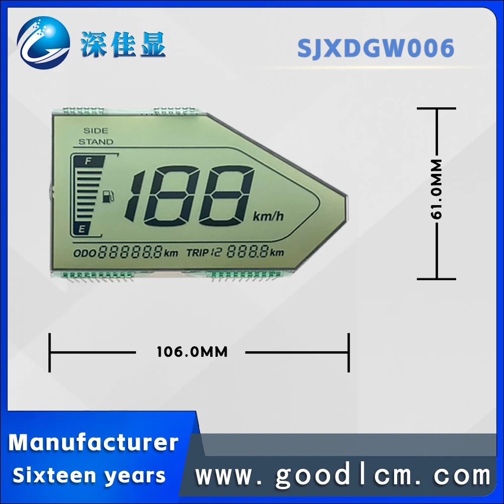 Tela de exibição LCD personalizada GW006, HTN Positivo 4.5V Displays, 7 Mono, Preço barato