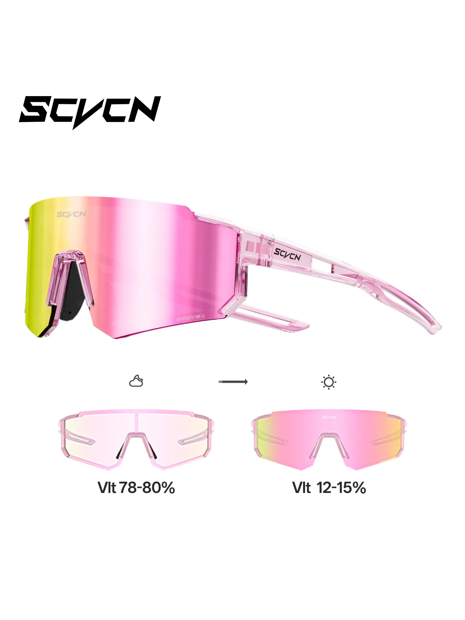 AliExpress SCVCN Pink Photochromic Hiking Eyewear Women Sports Sunglasses Cycling Glasses for Men Street Shades UV400 Bike Golf Baseball